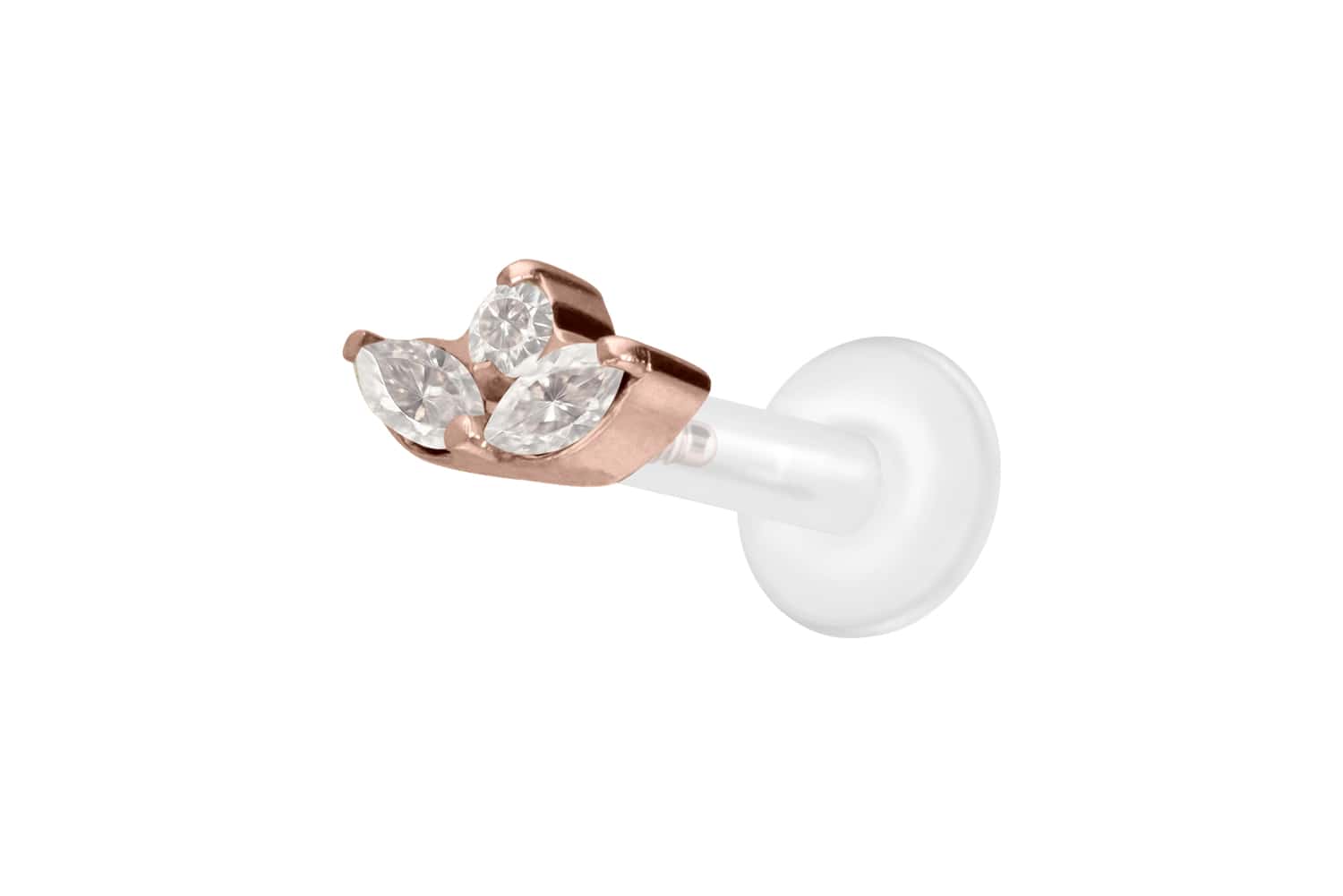 PTFE Labret Piercing mit Innengewinde + Titan-Aufsatz LOTUSBLÜTE